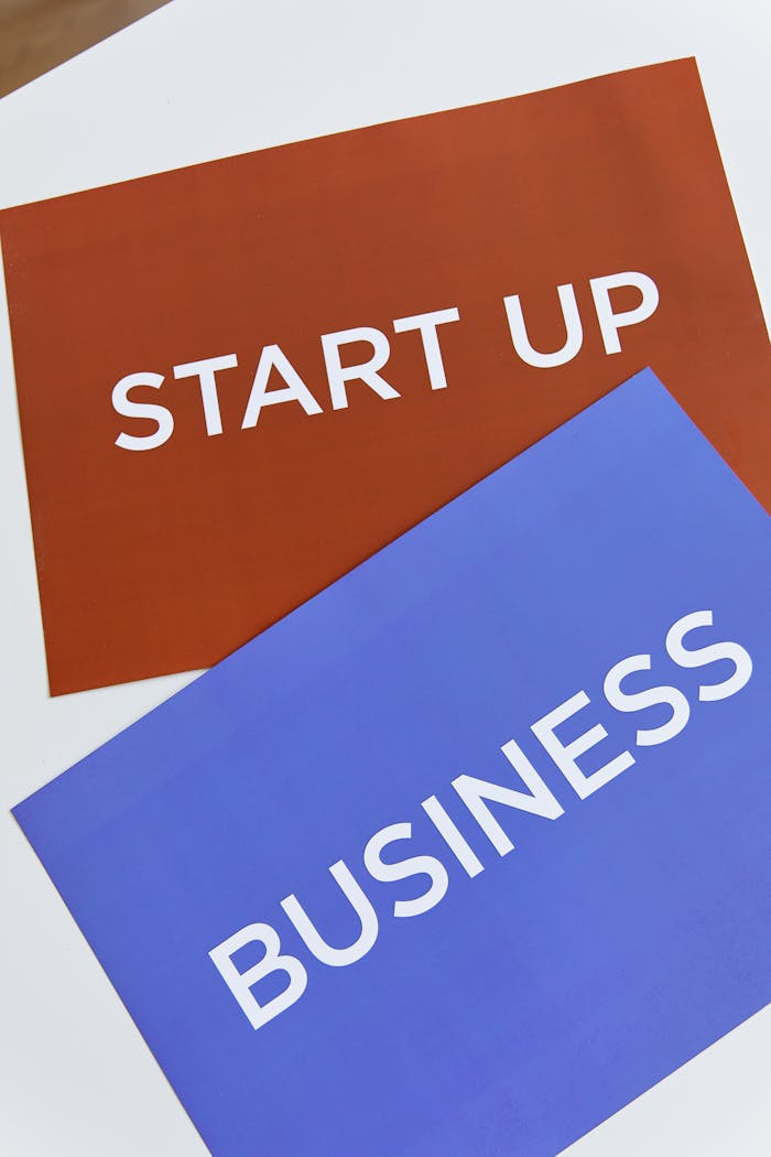 services-03 Two colorful placards with 'START UP' and 'BUSINESS' to symbolize modern entrepreneurship.